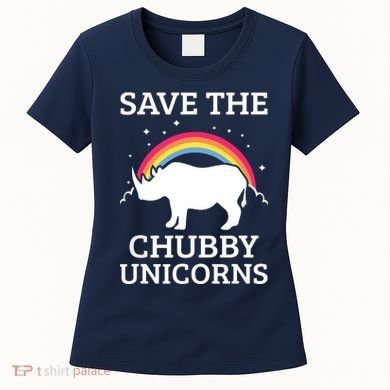 SAVE THE CHUBBY UNICORNS Gift Rhino Conservation Rainbow Women's T-Shirt