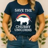 SAVE THE CHUBBY UNICORNS Gift Rhino Conservation Rainbow Women's T-Shirt thumb 2