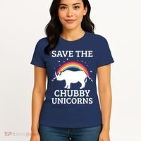 SAVE THE CHUBBY UNICORNS Gift Rhino Conservation Rainbow Women's T-Shirt thumb 4
