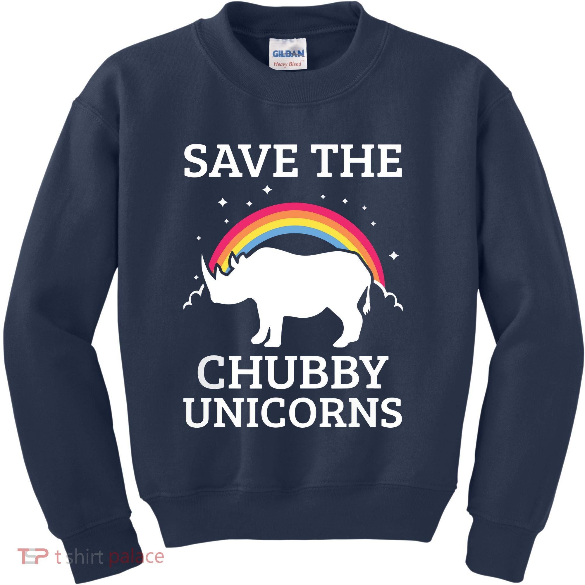 SAVE THE CHUBBY UNICORNS Gift Rhino Conservation Rainbow Kids Sweatshirt