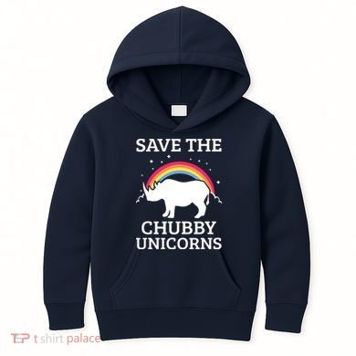 SAVE THE CHUBBY UNICORNS Gift Rhino Conservation Rainbow Kids Hoodie