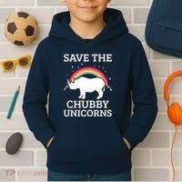 SAVE THE CHUBBY UNICORNS Gift Rhino Conservation Rainbow Kids Hoodie thumb 2