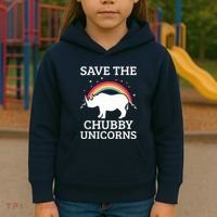 SAVE THE CHUBBY UNICORNS Gift Rhino Conservation Rainbow Kids Hoodie thumb 3