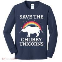 SAVE THE CHUBBY UNICORNS Gift Rhino Conservation Rainbow Kids Long Sleeve Shirt thumb 0
