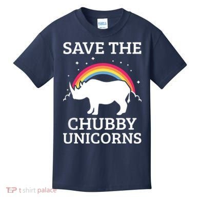 SAVE THE CHUBBY UNICORNS Gift Rhino Conservation Rainbow Kids T-Shirt
