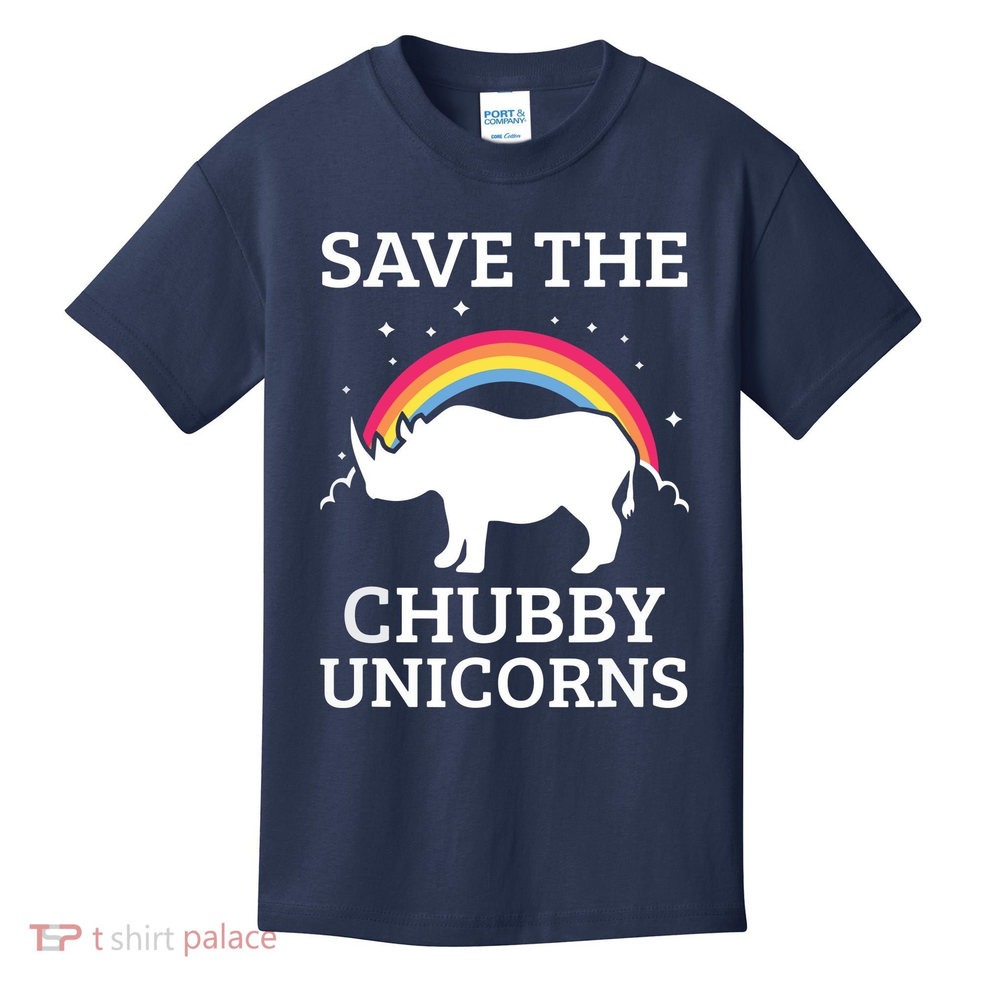 SAVE THE CHUBBY UNICORNS Gift Rhino Conservation Rainbow Kids T-Shirt
