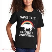 SAVE THE CHUBBY UNICORNS Gift Rhino Conservation Rainbow Kids T-Shirt thumb 2
