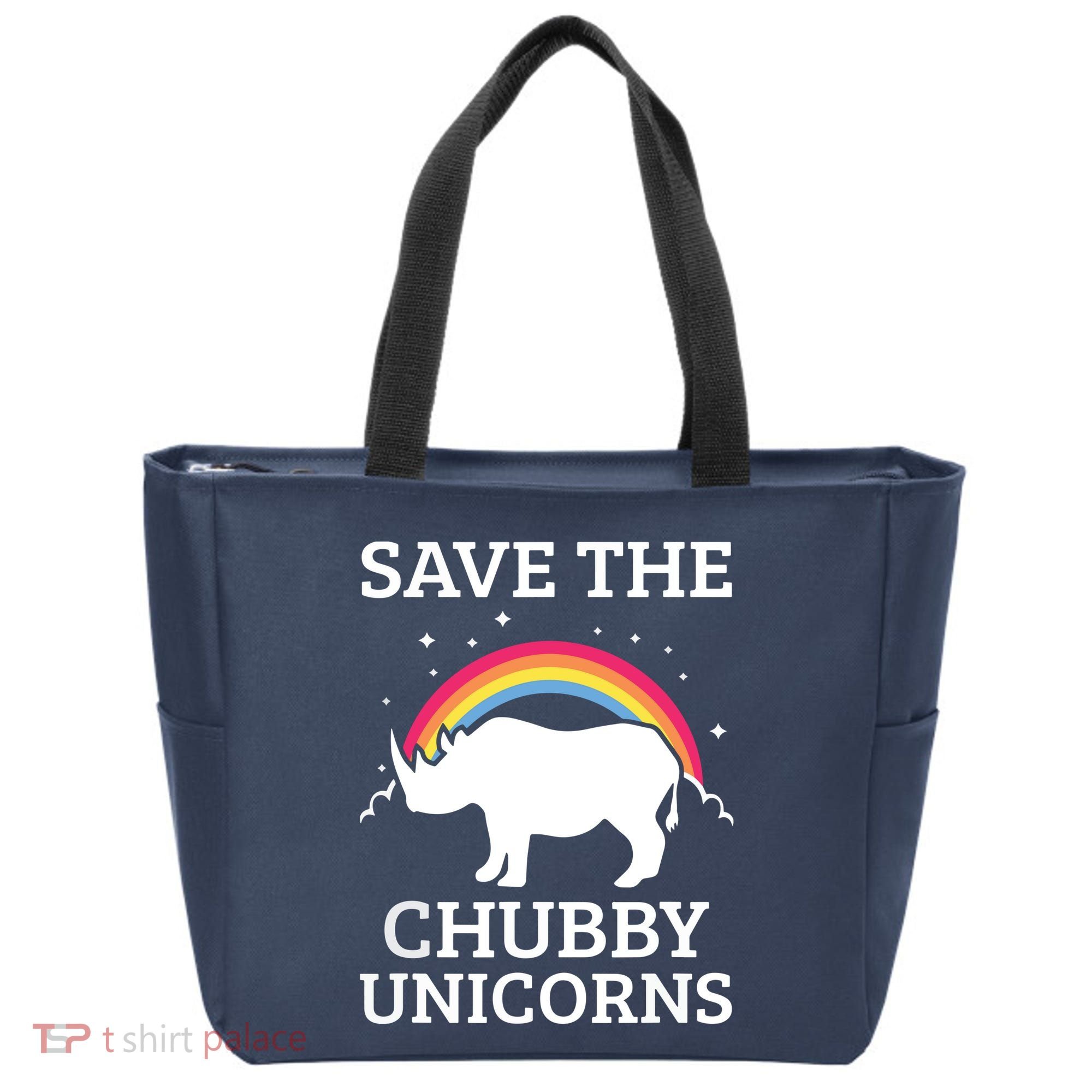 SAVE THE CHUBBY UNICORNS Gift Rhino Conservation Rainbow Tote Bag