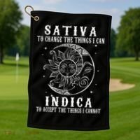 Sativa To Change The Things I Can Indica Cannabis Weed Golf Towel thumb 1