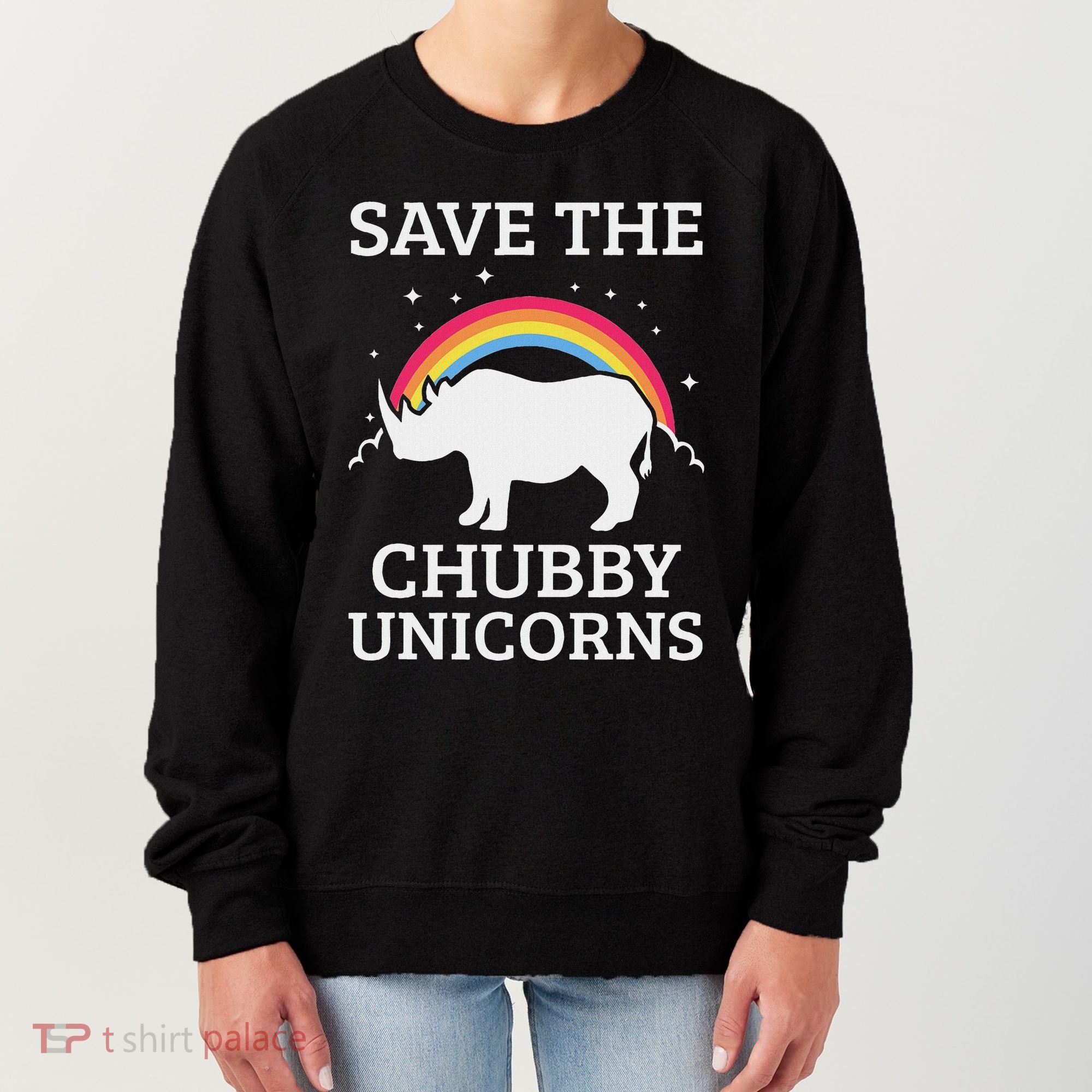 Save The Chubby Unicorns Rhino Rainbow Women's Sweatshirt