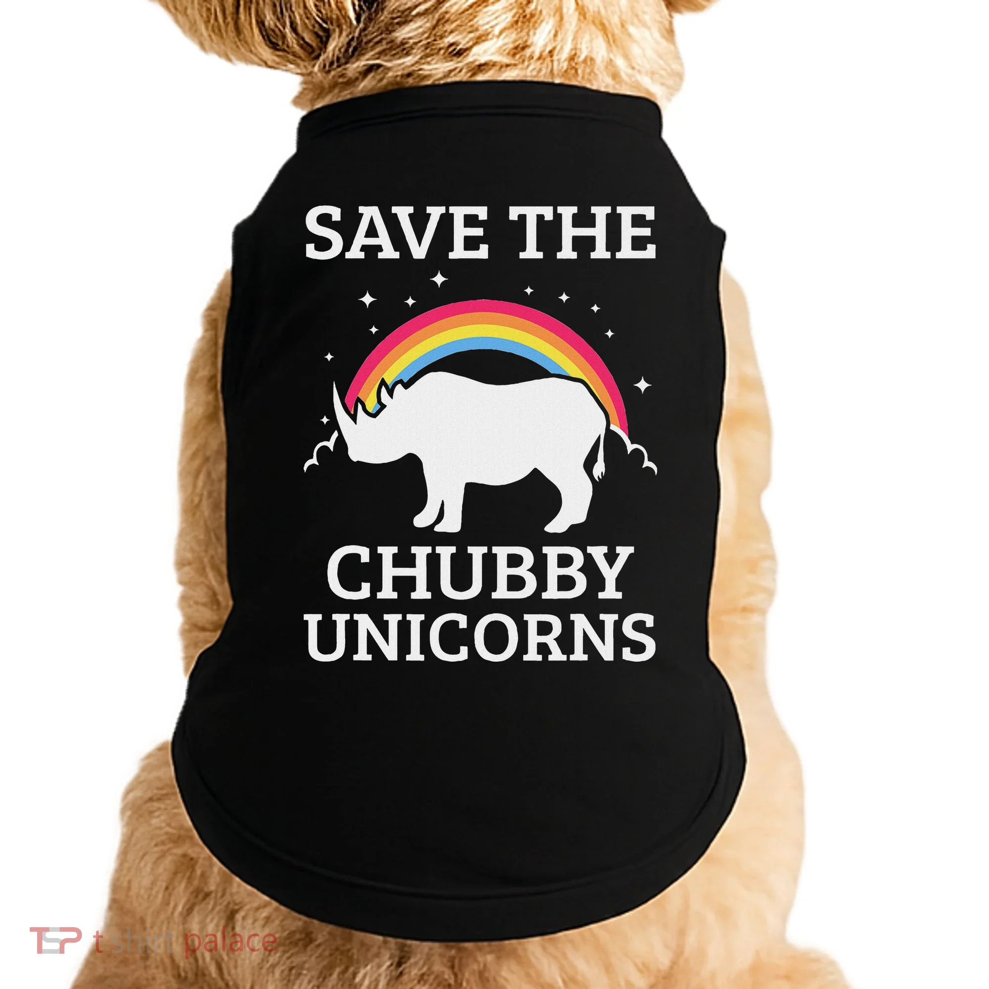 Save The Chubby Unicorns Rhino Rainbow Doggie Tank