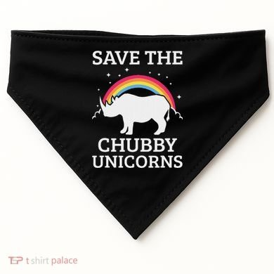 Save The Chubby Unicorns Rhino Rainbow USA-Made Doggie Bandana