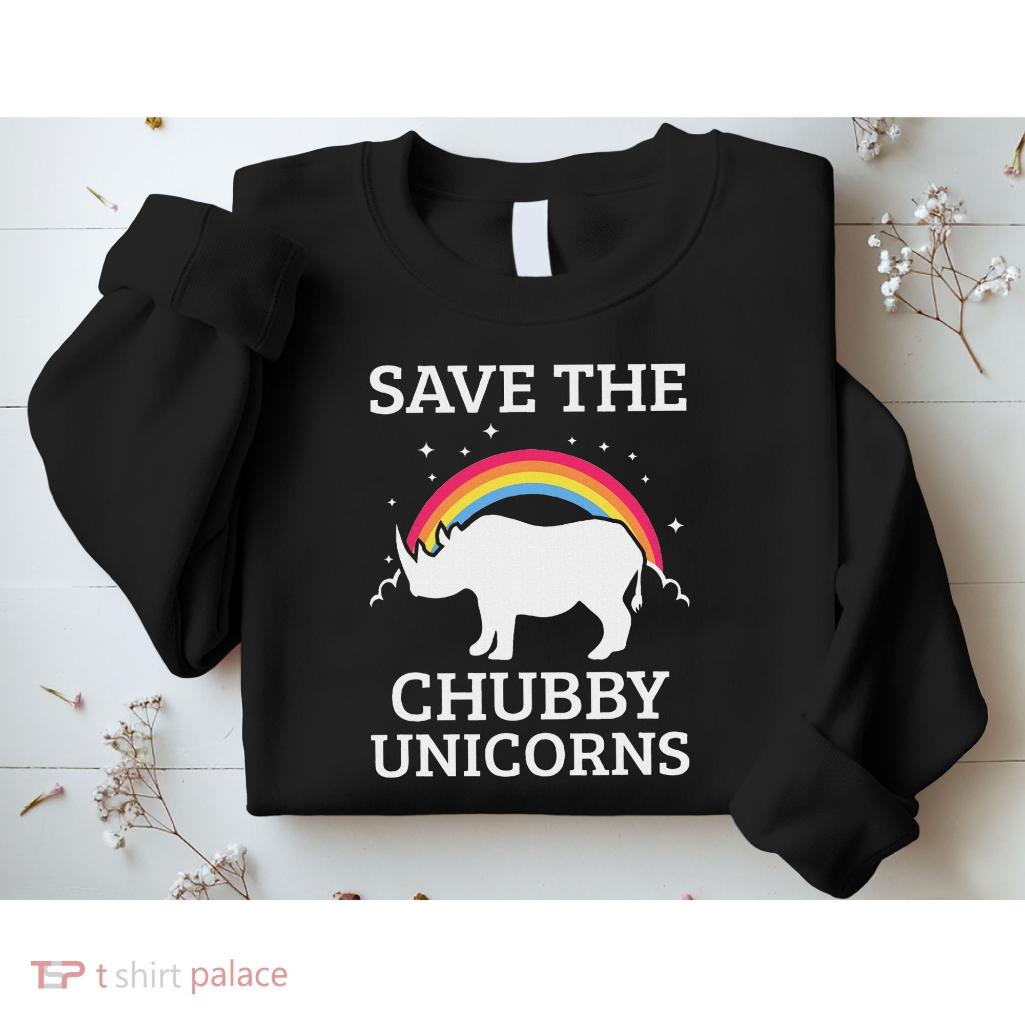 Save The Chubby Unicorns Rhino Rainbow Sweatshirt