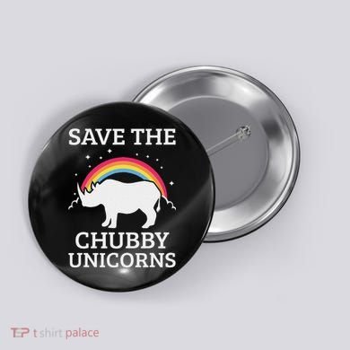 Save The Chubby Unicorns Rhino Rainbow Button