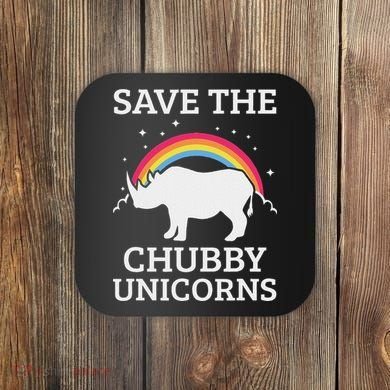 Save The Chubby Unicorns Rhino Rainbow Coaster