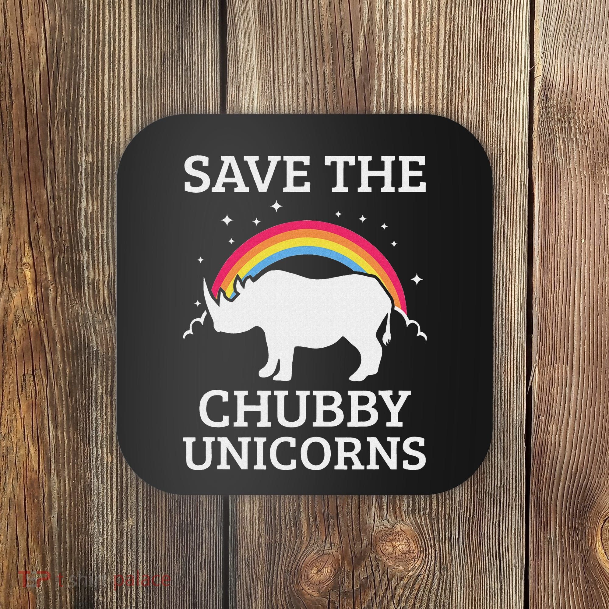 Save The Chubby Unicorns Rhino Rainbow Coaster