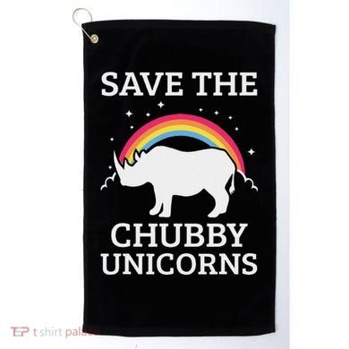 Save The Chubby Unicorns Rhino Rainbow Golf Towel