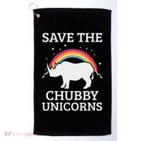 Save The Chubby Unicorns Rhino Rainbow Golf Towel thumb 0