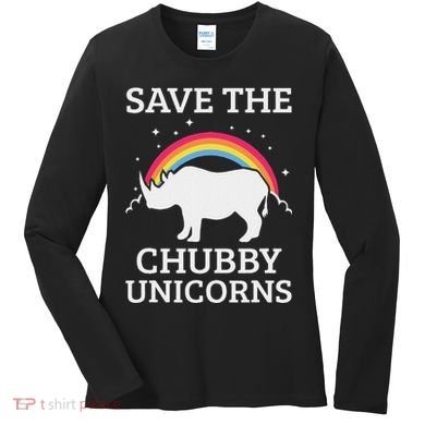 Save The Chubby Unicorns Rhino Rainbow Women's Long Sleeve Shirt