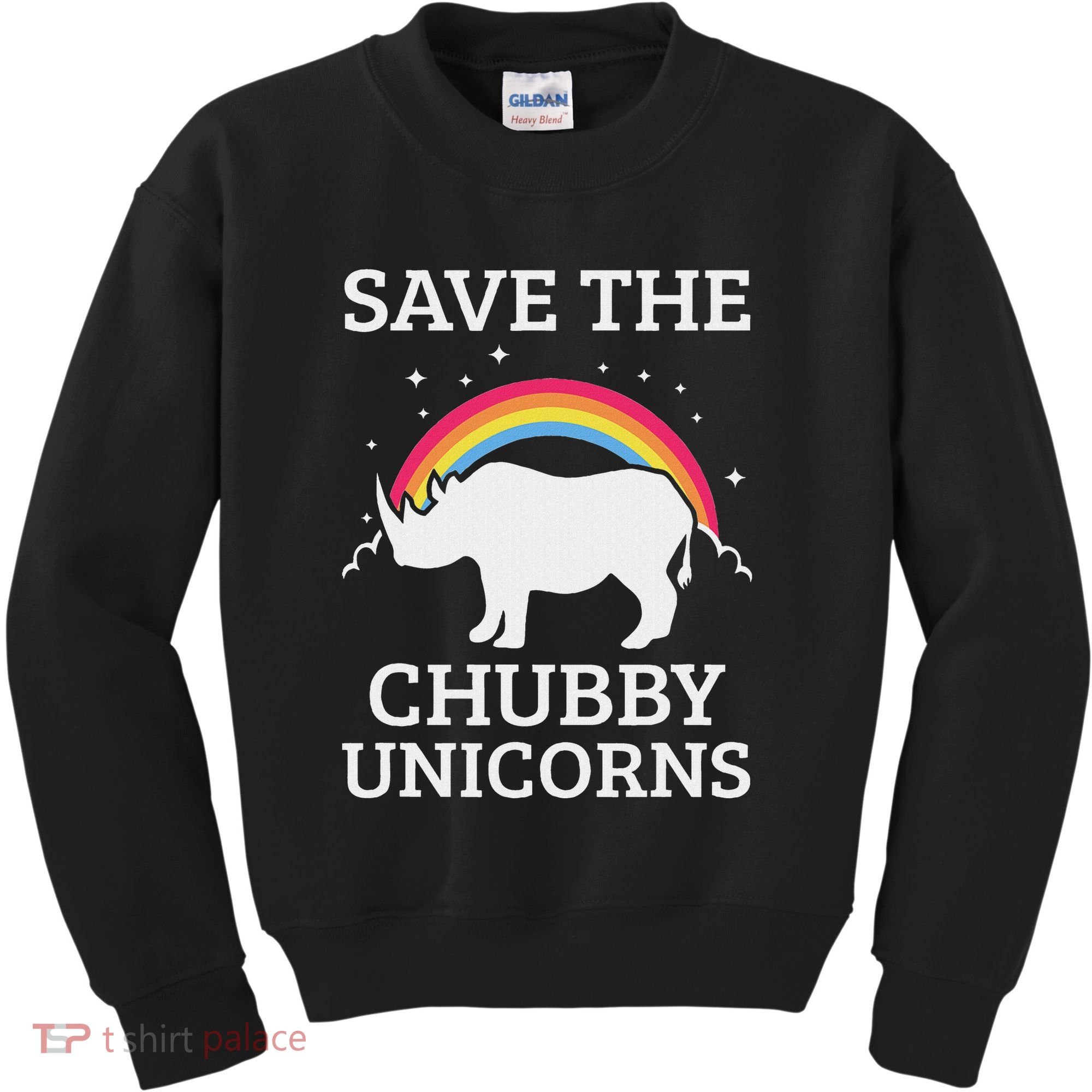 Save The Chubby Unicorns Rhino Rainbow Kids Sweatshirt