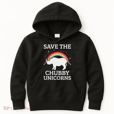 Save The Chubby Unicorns Rhino Rainbow Kids Hoodie