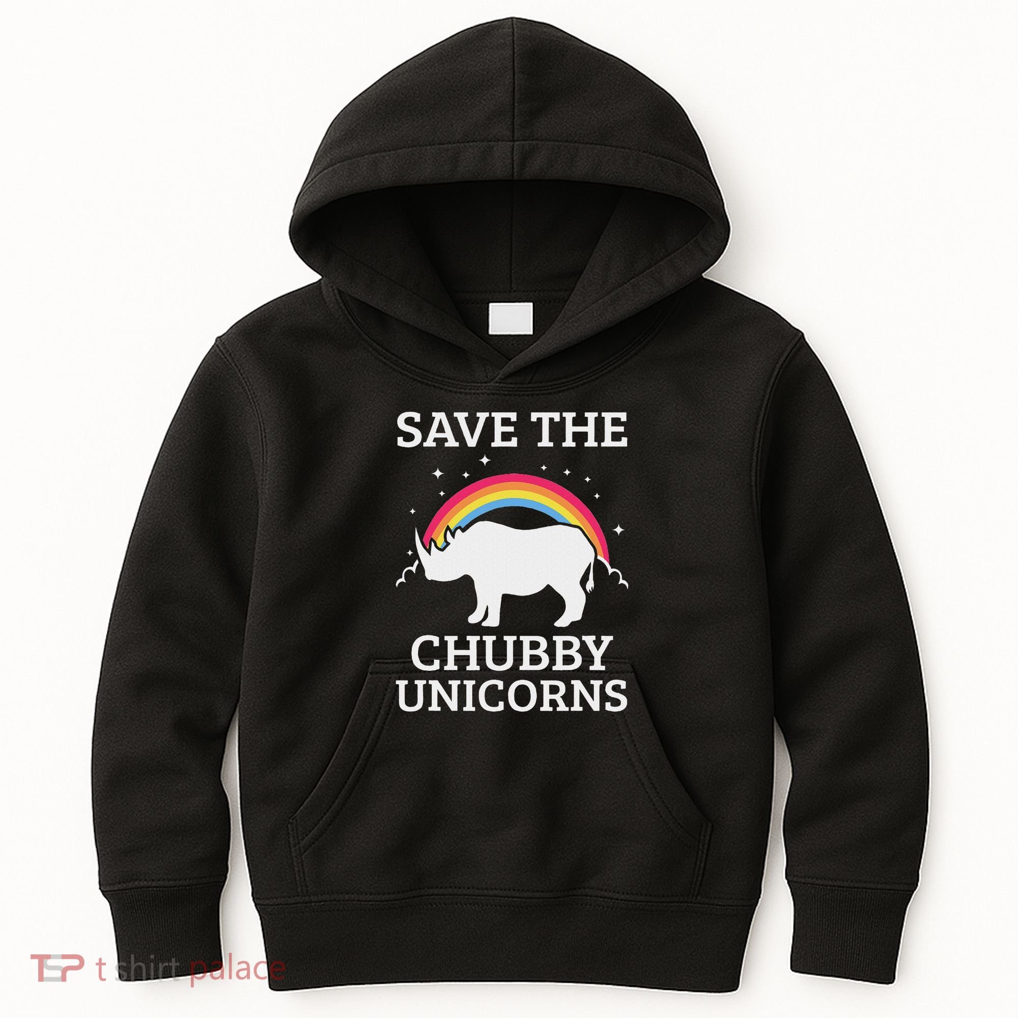 Save The Chubby Unicorns Rhino Rainbow Kids Hoodie