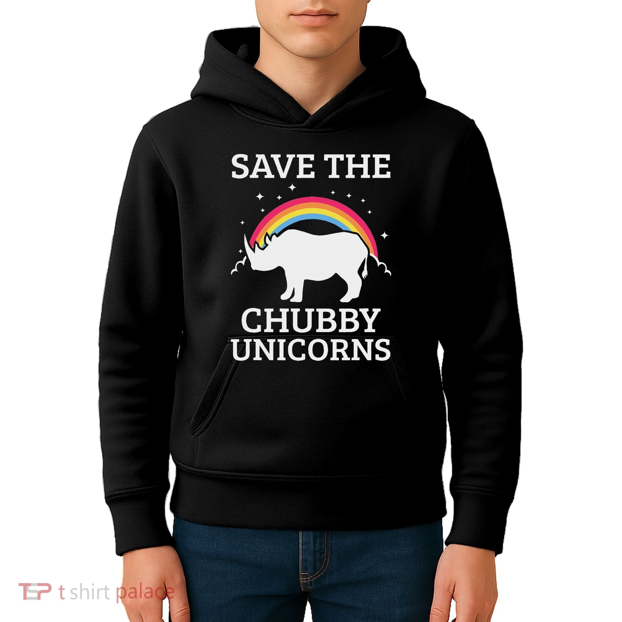 Save The Chubby Unicorns Rhino Rainbow Kids Hoodie