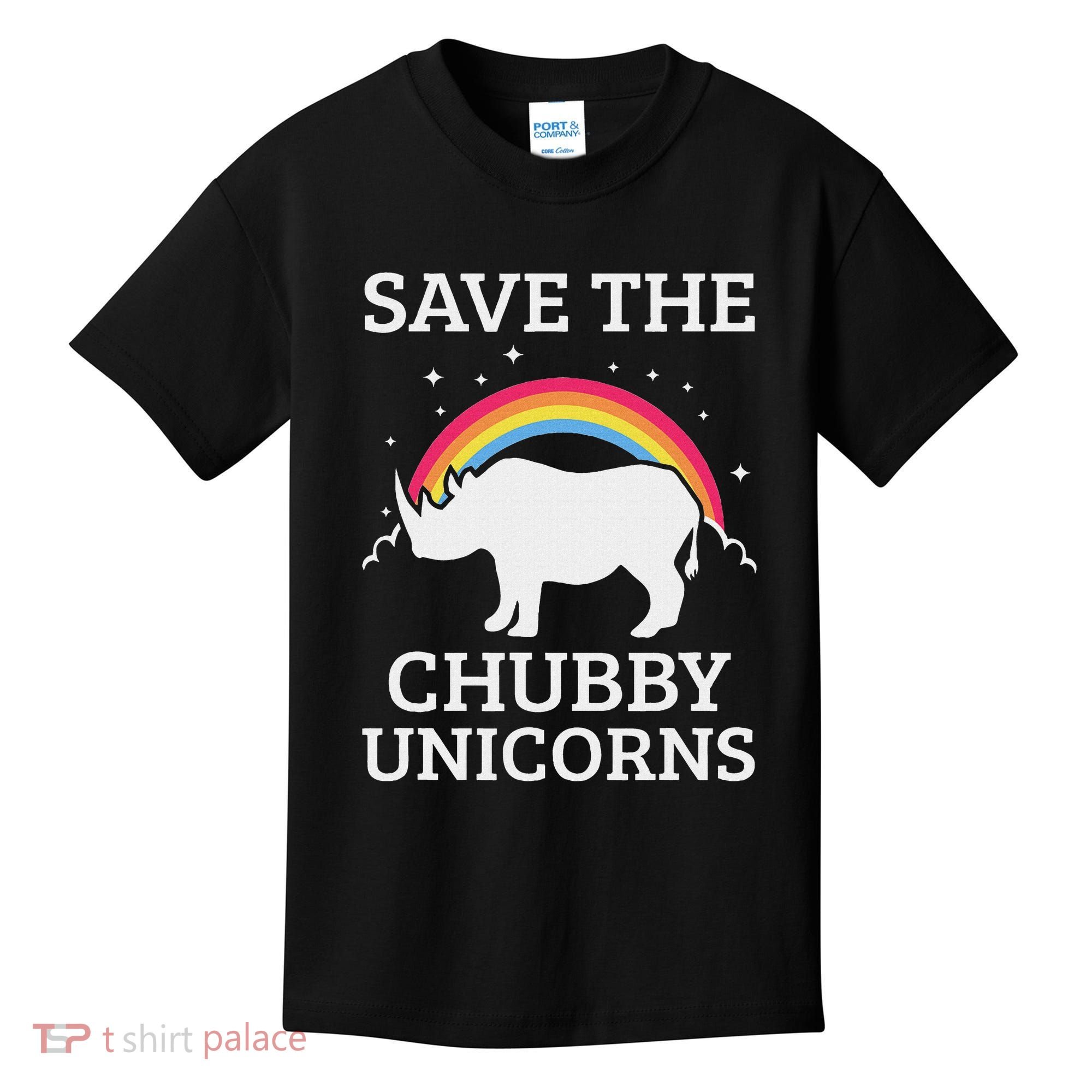 Save The Chubby Unicorns Rhino Rainbow Kids T-Shirt