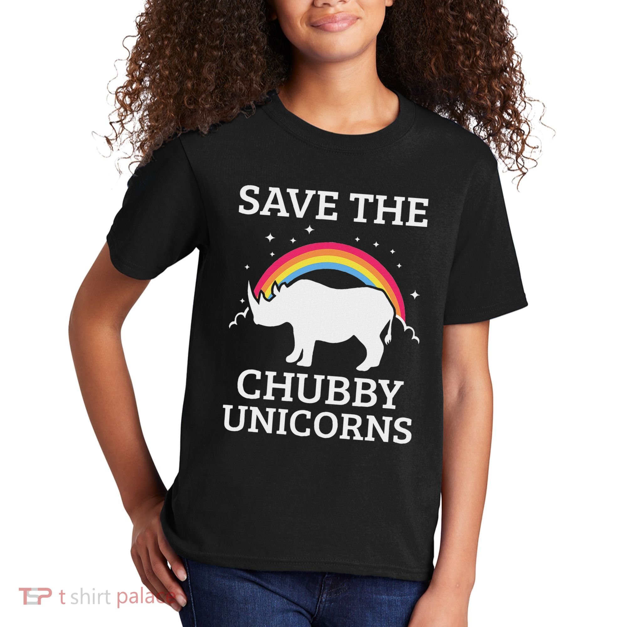 Save The Chubby Unicorns Rhino Rainbow Kids T-Shirt