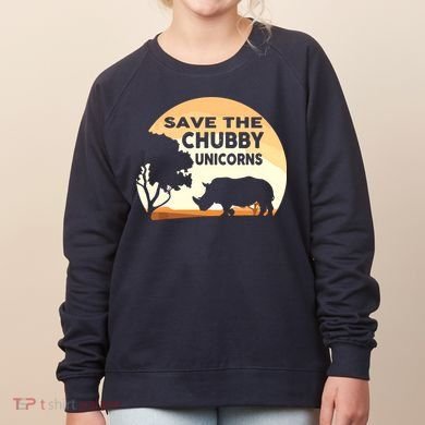 Save The Chubby Unicorns Fat Rhino Funny Women's Sweatshirt