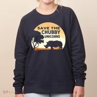 Save The Chubby Unicorns Fat Rhino Funny Women's Sweatshirt thumb 0