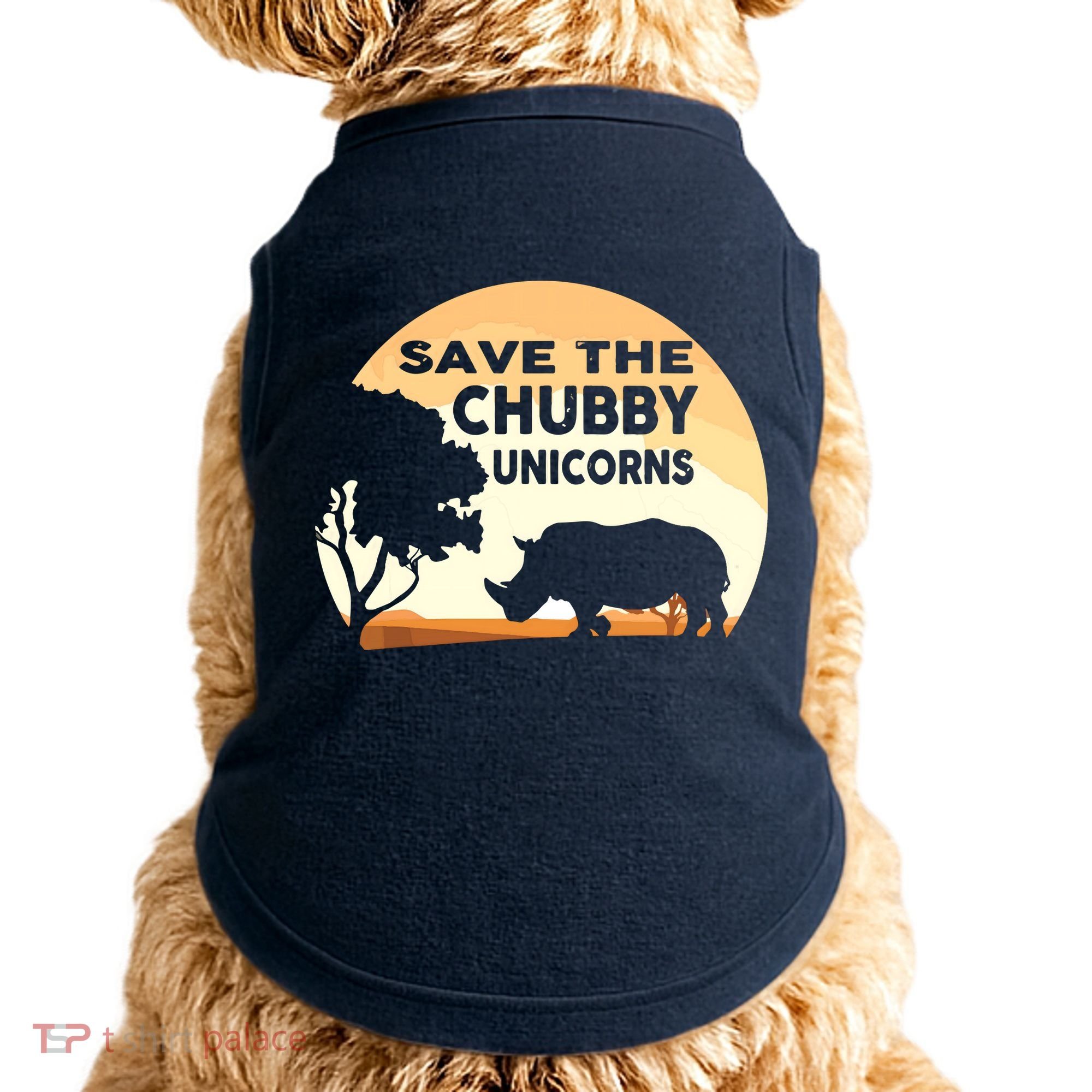 Save The Chubby Unicorns Fat Rhino Funny Doggie Tank