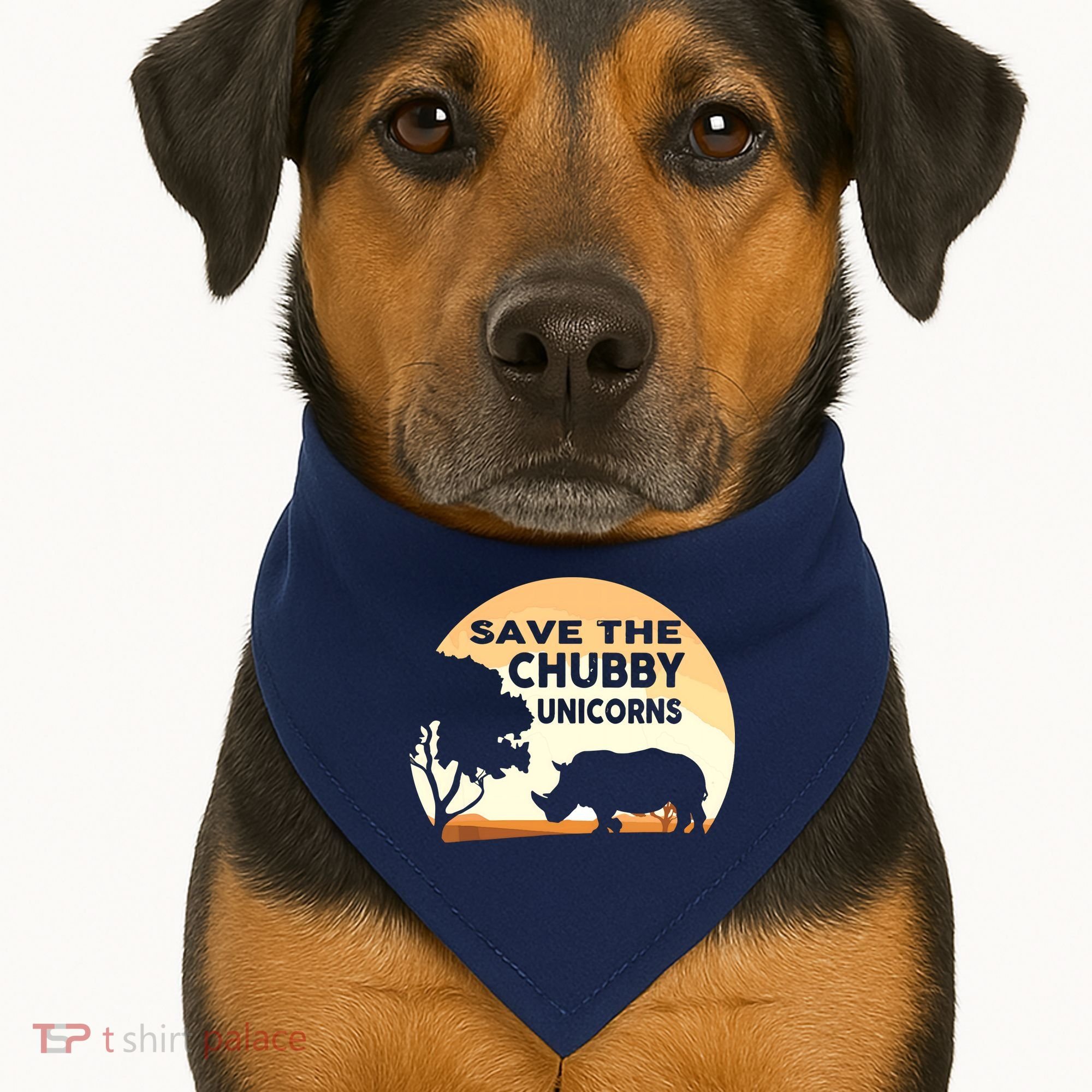Save The Chubby Unicorns Fat Rhino Funny USA-Made Doggie Bandana