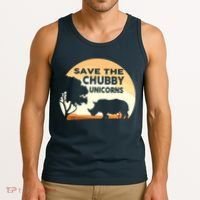 Save The Chubby Unicorns Fat Rhino Funny Tank Top thumb 3