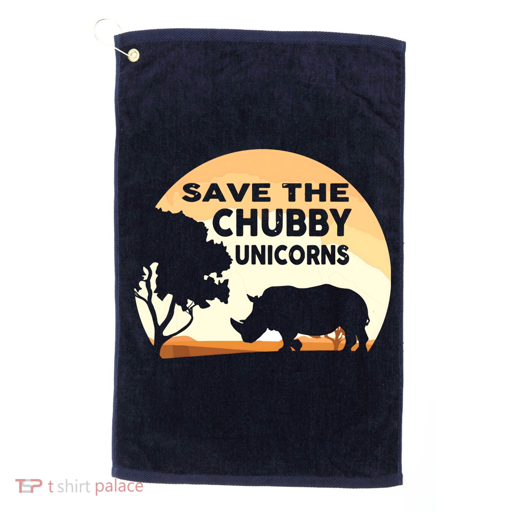 Save The Chubby Unicorns Fat Rhino Funny Golf Towel