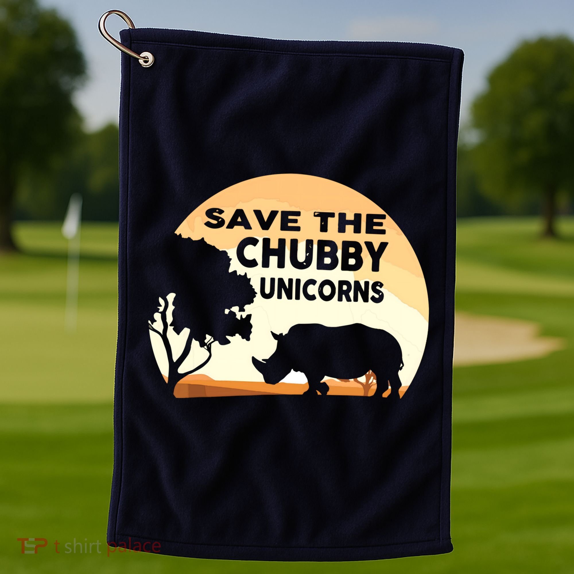 Save The Chubby Unicorns Fat Rhino Funny Golf Towel