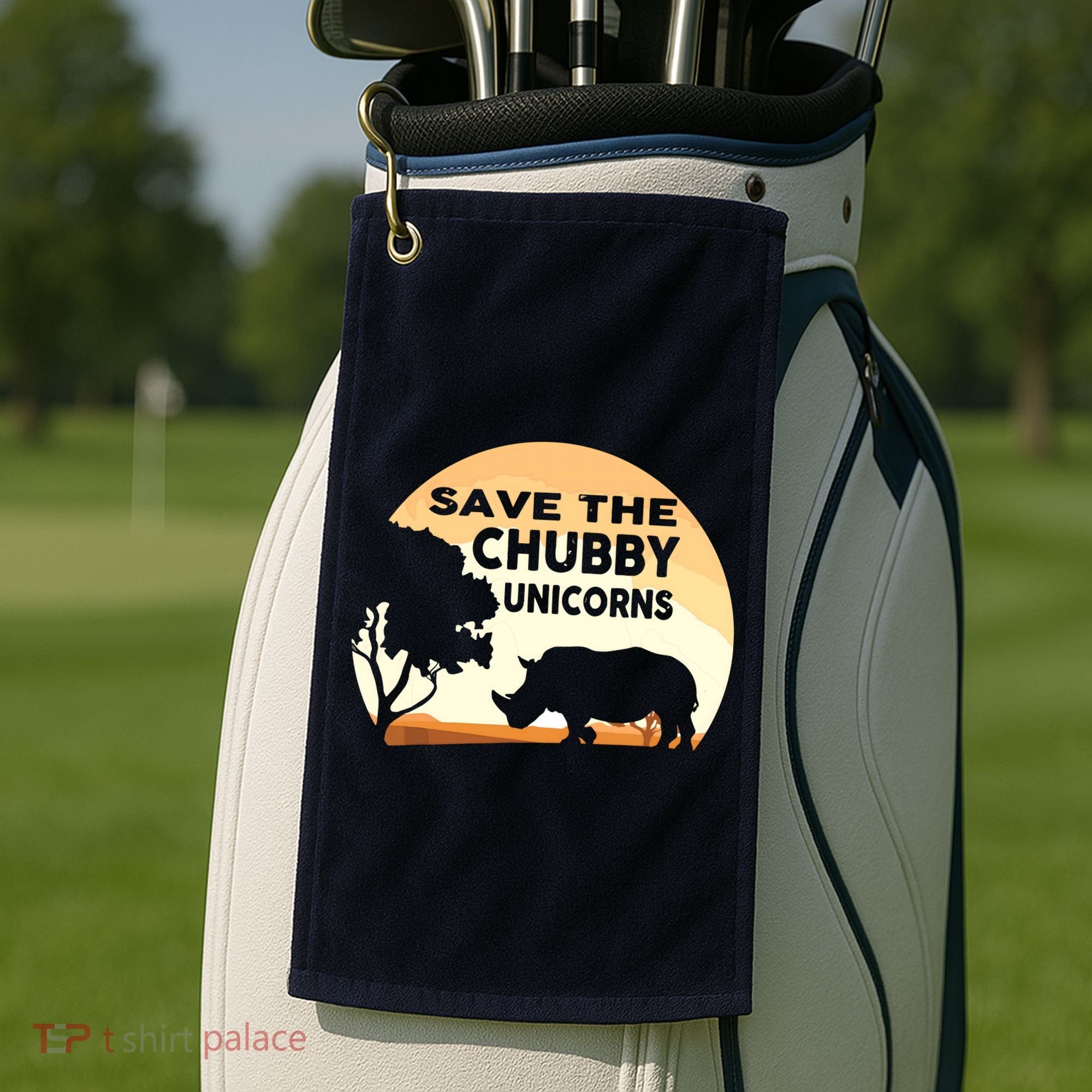 Save The Chubby Unicorns Fat Rhino Funny Golf Towel