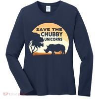 Save The Chubby Unicorns Fat Rhino Funny Women's Long Sleeve Shirt thumb 0