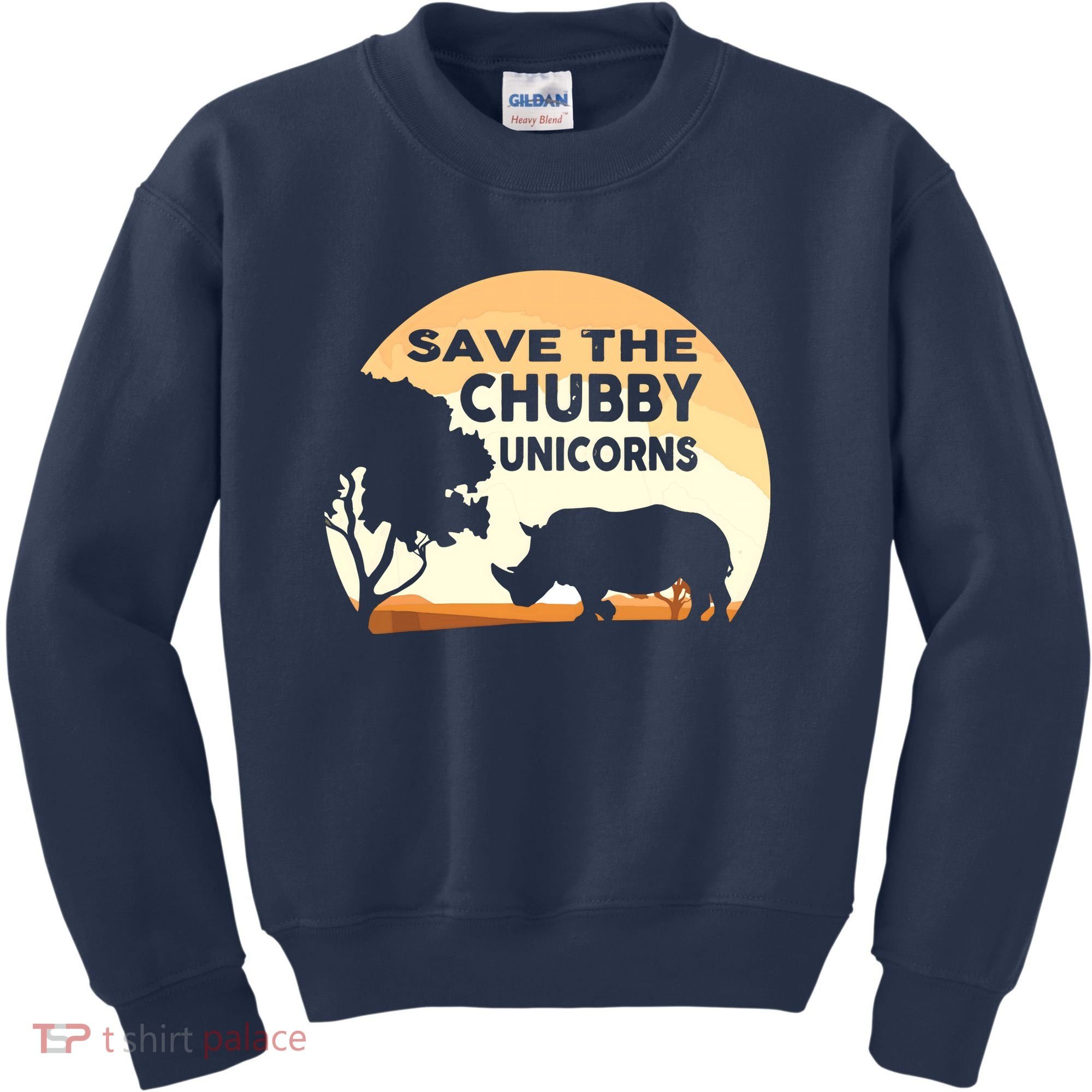 Save The Chubby Unicorns Fat Rhino Funny Kids Sweatshirt