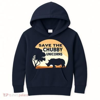 Save The Chubby Unicorns Fat Rhino Funny Kids Hoodie