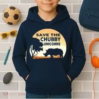 Save The Chubby Unicorns Fat Rhino Funny Kids Hoodie thumb 2