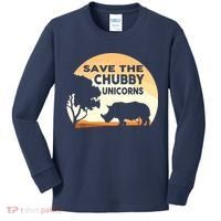 Save The Chubby Unicorns Fat Rhino Funny Kids Long Sleeve Shirt thumb 0
