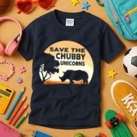 Save The Chubby Unicorns Fat Rhino Funny Kids T-Shirt thumb 3