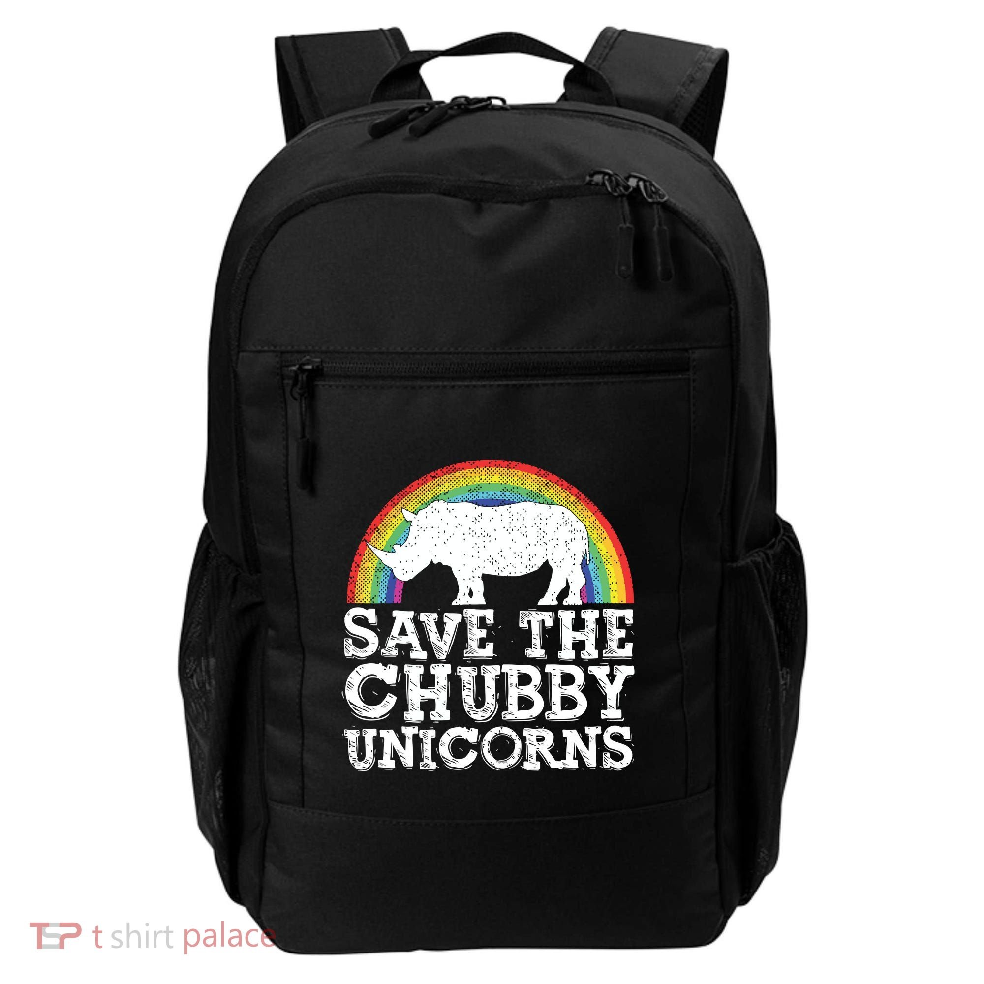 SAVE THE CHUBBY UNICORNS Gift Rhino Conservation Rainbow Backpack