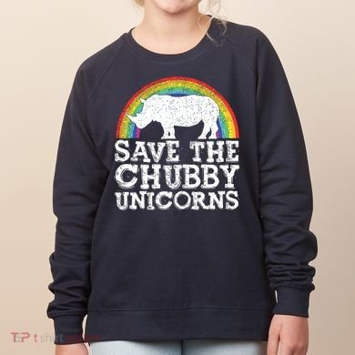 SAVE THE CHUBBY UNICORNS Gift Rhino Conservation Rainbow Women's Sweatshirt