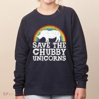 SAVE THE CHUBBY UNICORNS Gift Rhino Conservation Rainbow Women's Sweatshirt thumb 0