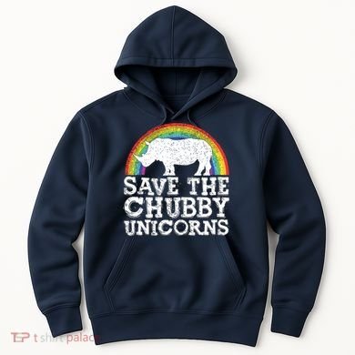 SAVE THE CHUBBY UNICORNS Gift Rhino Conservation Rainbow Hoodie