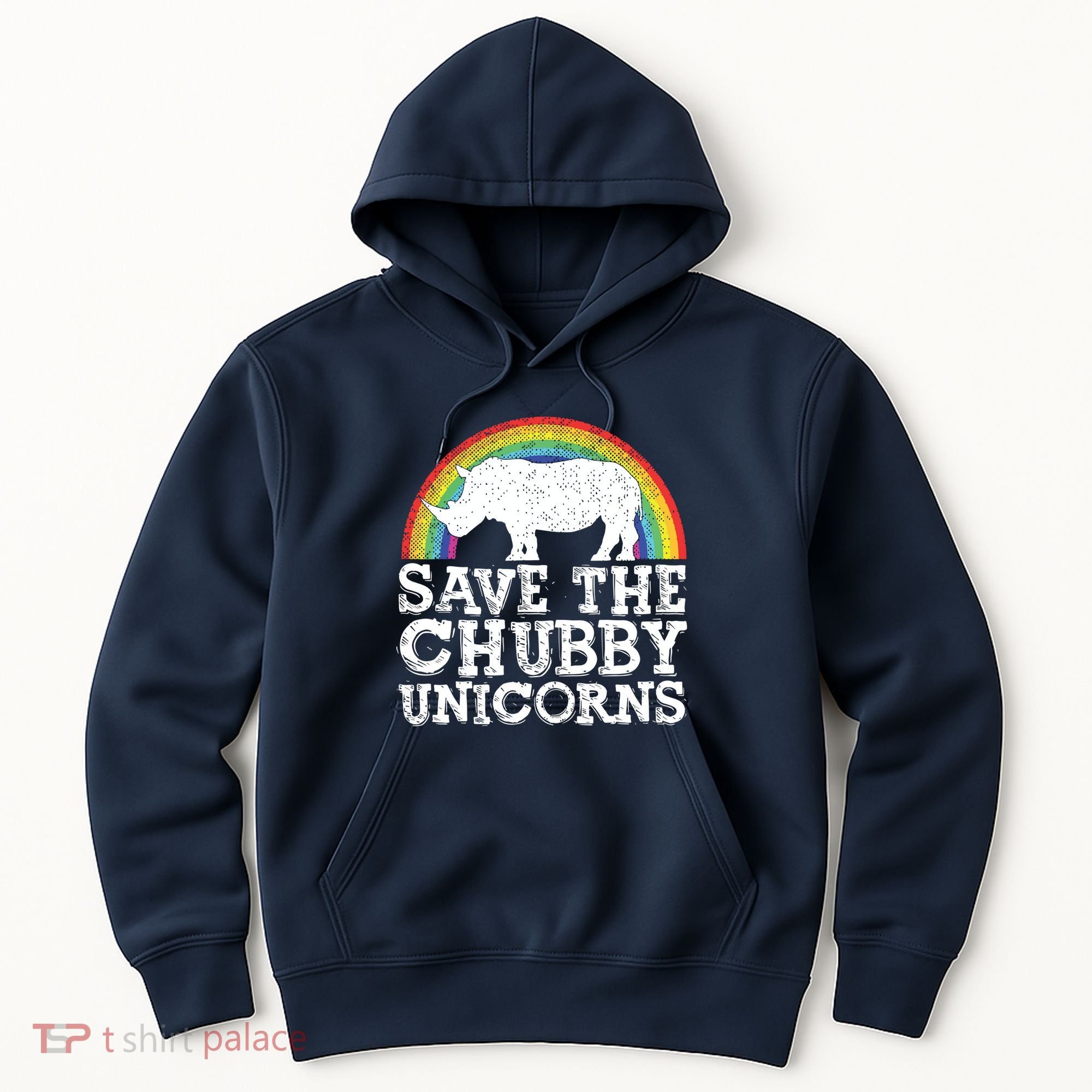 SAVE THE CHUBBY UNICORNS Gift Rhino Conservation Rainbow Hoodie