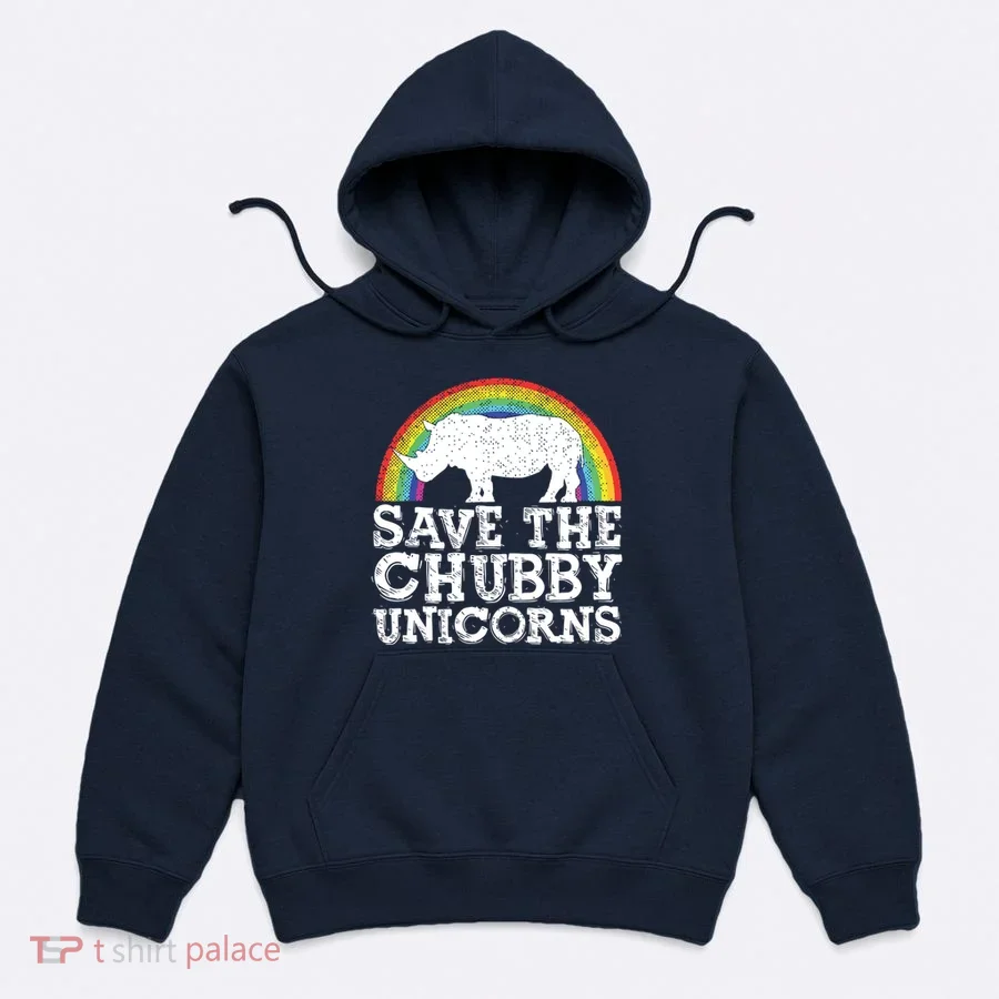 SAVE THE CHUBBY UNICORNS Gift Rhino Conservation Rainbow Hoodie