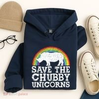 SAVE THE CHUBBY UNICORNS Gift Rhino Conservation Rainbow Hoodie thumb 4